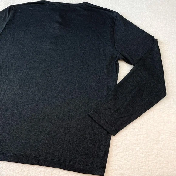 THEORY • Dark Grey Snap-Button Henley Long Sleeve Shirt